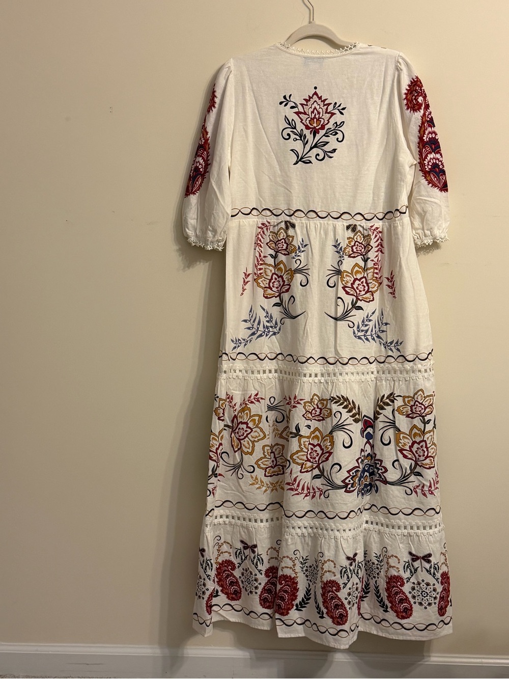 Calypso St. Barth Cream Linen Maxi Dress with Multicolor Floral Embroidery - Picture 4 of 4